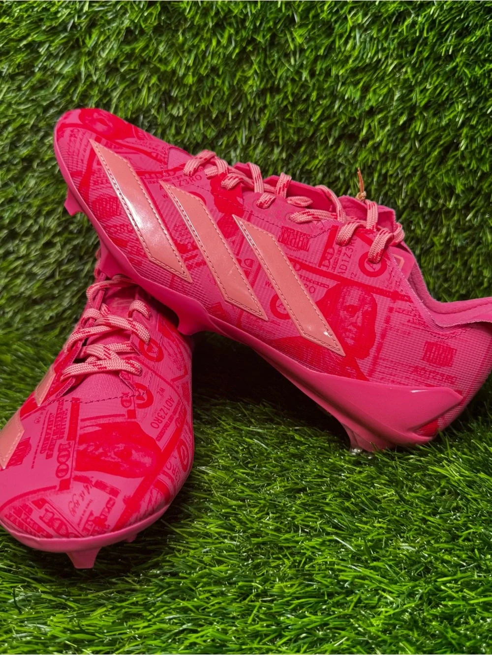 Size 8.5 - Mens Adidas Adizero Electric II Currency Pink Football Cleats JQ3979